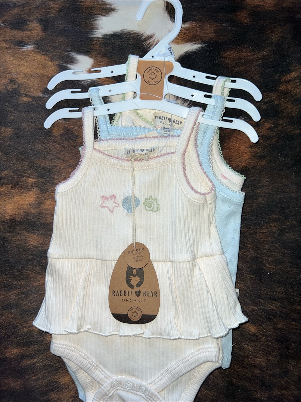 Rabbit & Bear Organic Cream Ribbed Tank Bodysuit Set - Cream